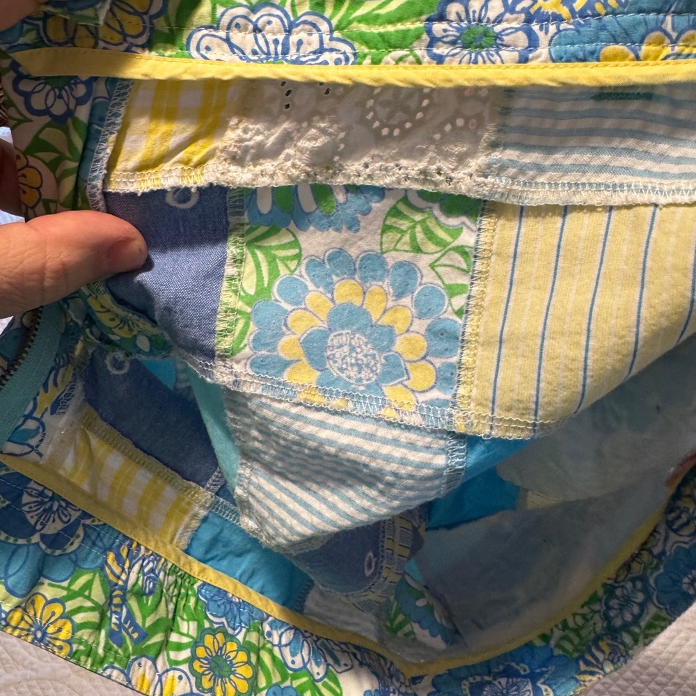 Lilly Pulitzer Patchwork Shorts - Blue, Yellow, Green - Picture 4 of 5